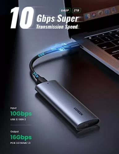 UGREEN USB-C anya - M.2 M-Key 10G külső ház C - C kábel 50 cm CM400