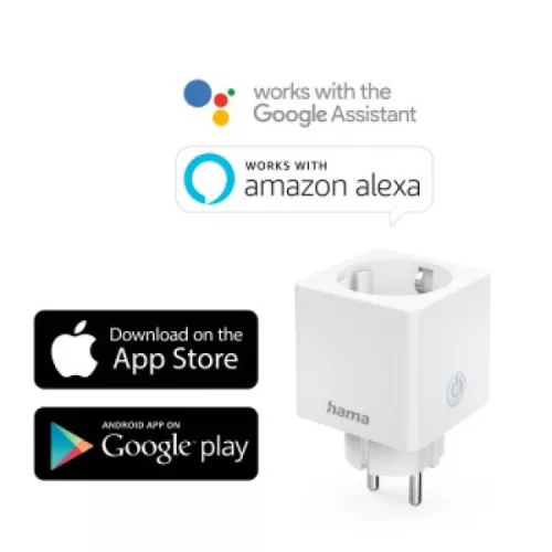 Hama okos WiFi mini konnektor fogyasztásmérővel, 3680 W, fehér (176575)