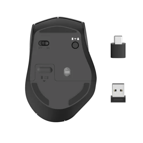 Hama MW-600 vezeték nélküli egér (2,4 GHz, USB + Type-C, 2 vevő), fekete (182616)