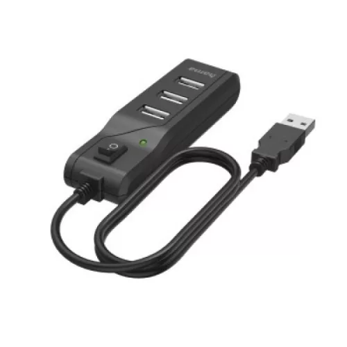 Hama USB 2.0 HUB 1:4 kapcsolóval, bus powered, fekete (200118)