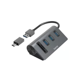   Hama USB 3.2 Gen1 Dokkoló 3x USB porttal, Type-C OTG adapterrel és kártyaolvasóval (200140)