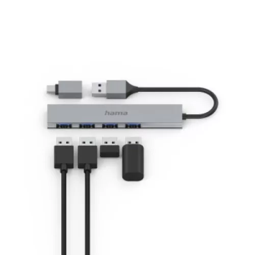 Hama USB 3.2 Gen1 Dokkoló 1:4, 5 Gbit/s, USB Type-C OTG adapterrel (200141)