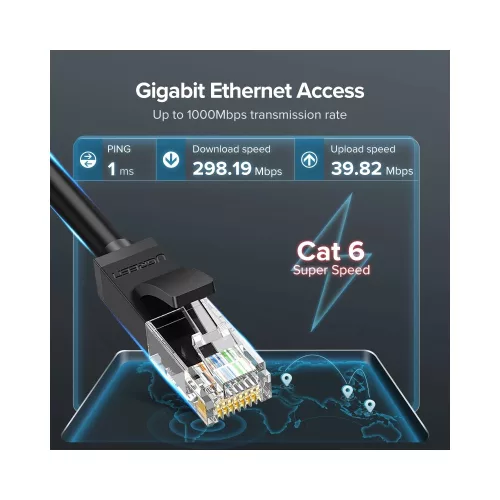 UGREEN Cat 6 U/UTP LAN kábel 10 m fekete NW102