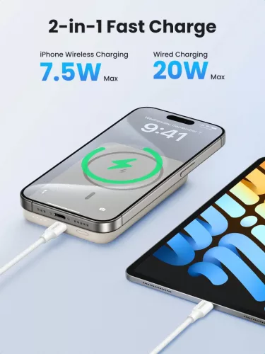 UGREEN 10000mAh mágneses vezeték nélküli powerbank bézs PB561