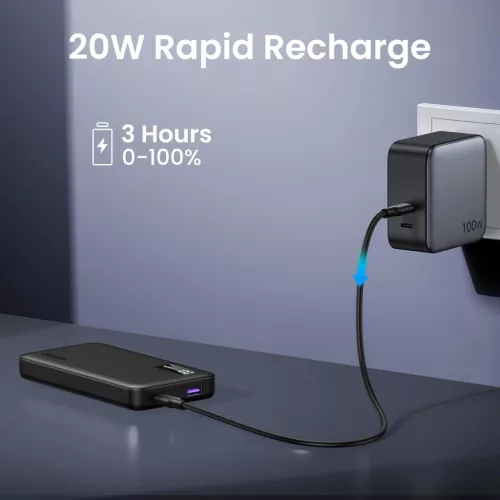 UGREEN 10000mAh kétirányú gyorstöltés powerbank fekete PB311