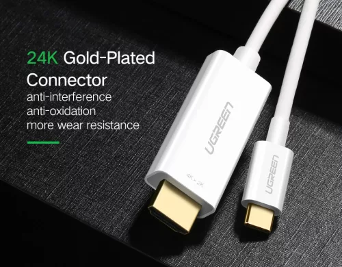 UGREEN USB-C - HDMI kábel apa - apa ABS ház 1.5 m fehér MM121