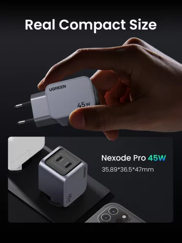 UGREEN Nexode Pro 45W két USB-C GaN gyorstöltő EU X707