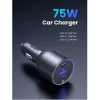 UGREEN 75W 3 portos autós gyorstöltő EC703