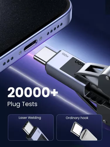 UGREEN USB-C - USB-C PD gyorstöltés kábel Space szürke 0.5 m L512