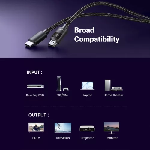 UGREEN 4K HDMI kábel apa - apa fonott 2 m HD119
