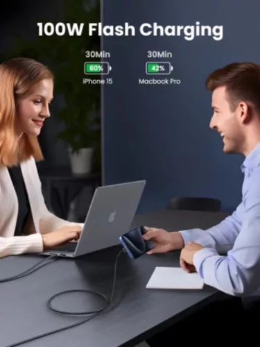 UGREEN USB-C - USB-C PD gyorstöltés kábel Space szürke 3 m L512