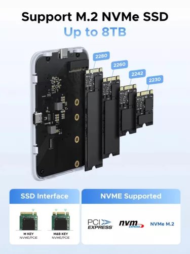 UGREEN mágneses M.2 NVMe SSD külső ház D619