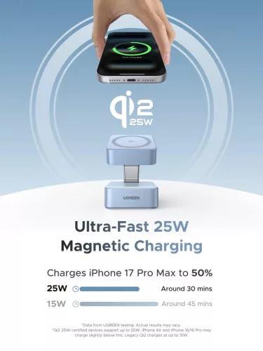UGREEN 2 in 1 mágneses vezeték nélküli töltő W752