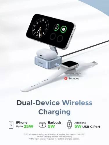 UGREEN 2 in 1 mágneses vezeték nélküli töltő W752