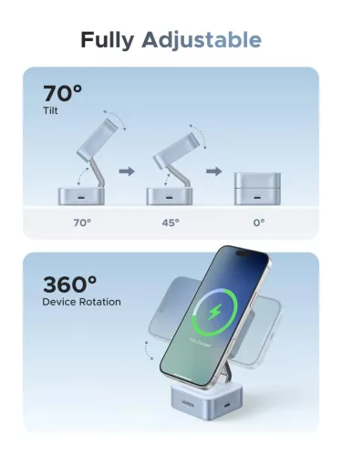 UGREEN 2 in 1 mágneses vezeték nélküli töltő W752
