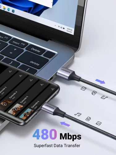 UGREEN USB-A - USB-C gyorstöltés kábel 3A Max fekete 1 m US288