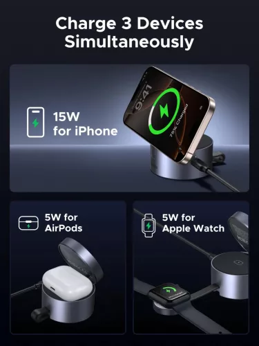 UGREEN 3 in 1 mágneses vezeték nélküli töltő EU W712