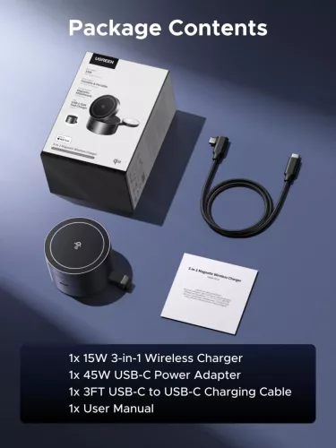 UGREEN 3 in 1 mágneses vezeték nélküli töltő EU W712