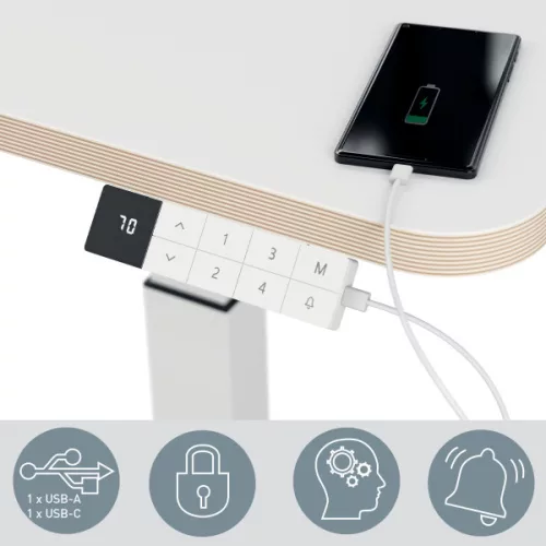 Leitz Ergo kisméretű elektromos ülő-álló asztal felállásra emlékeztetővel
