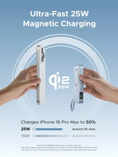 UGREEN 10000 mAh mágneses vezeték nélküli powerbank PB773