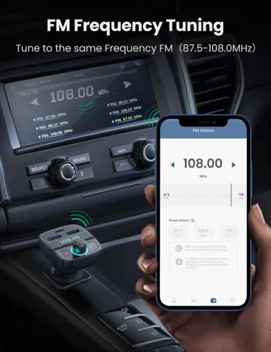 UGREEN Bluetooth autós töltő 5.0+PD+QC3.0+USB Flash Drive+TF fekete CD229