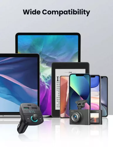 UGREEN Bluetooth autós töltő 5.0+PD+QC3.0+USB Flash Drive+TF fekete CD229