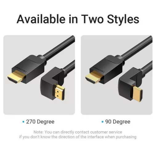 Vention HDMI, (270 Fokos, jobbra), 3m, kábel