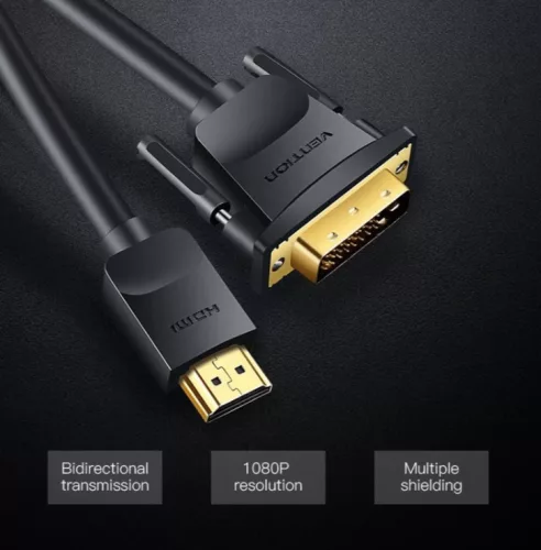 Vention HDMI -> DVI, (fekete), 1m, kábel