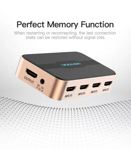 Vention HDMI (5be-1ki, fekete&arany), switcher