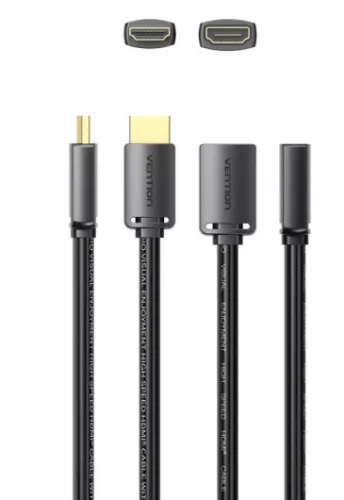 Vention HDMI/M -> HDMI/F (4K, HD, PVC, fekete), 0,5m, kábel