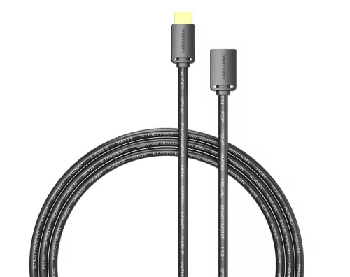 Vention HDMI/M -> HDMI/F (4K, HD, PVC, fekete), 0,5m, kábel