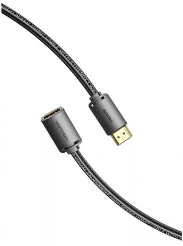 Vention HDMI/M -> HDMI/F (4K, HD, PVC, fekete), 1m, kábel