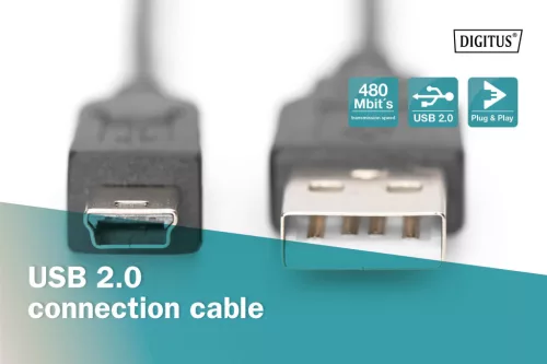 DIGITUS AK-300130-018-S High Speed 2.0 mini USB B - USB type A kábel 1,8m