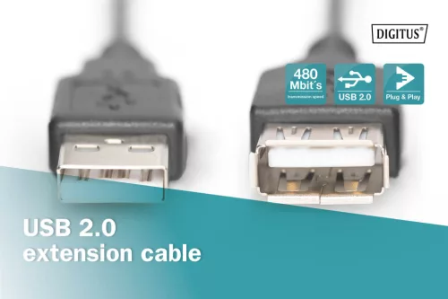 DIGITUS AK-300200-030-S High Speed árnyékolatlan 2.0 USB AM/F 3m hosszabbító kábel