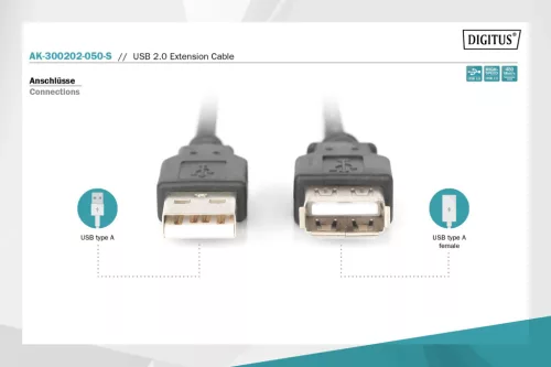 DIGITUS AK-300202-050-S High Speed 2.0 USB hosszabbító kábel 5m