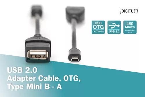 DIGITUS AK-300310-002-S OTG 2.0 mini USB-B - USB-A anya adapter