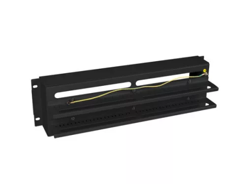 Lanberg AK-VDP103-B 19" 3U DIN sínes fedeles fekete kismegszakító tartó panel