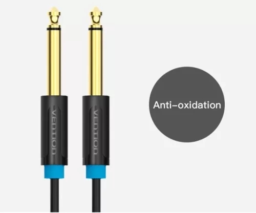 Vention 6.5mm jack/M -> 6.5mm jack/M kábel, (fekete, aranyozott), 3m, kábel