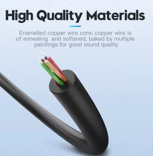Vention 2*3.5mm jack/M -> 3.5mm jack/F, (ABS, audio, fekete), 0,3m, kábel