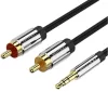 Vention 3.5mm jack/M -> 2*RCA/M, (audio, aranyozott, fémház), 1m, kábel