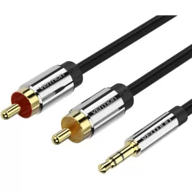   Vention 3.5mm jack/M -> 2*RCA/M, (audio, aranyozott, fémház),  3m, kábel