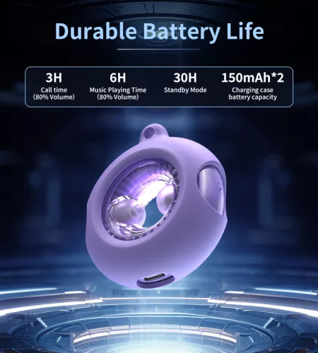Choetech BH-T22  GlitzDonut TWS (Világító,nyakkábeles,lila), Fülhallgató