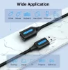 Vention USB-A 2.0/M -> USB-A 2.0/F  (hosszabbító, PVC fekete), 0,5m, kábel