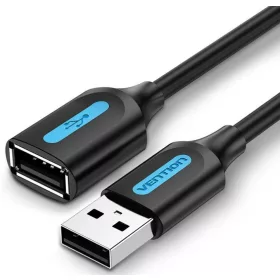   Vention USB-A 2.0/M -> USB-A 2.0/F, (hosszabbító, PVC fekete), 1m,  kábel