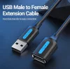 Vention USB-A 2.0/M -> USB-A 2.0/F (hosszabbító, PVC fekete), 2m, kábel