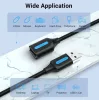 Vention USB-A 2.0/M -> USB-A 2.0/F (hosszabbító, PVC fekete), 2m, kábel
