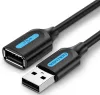 Vention USB-A 2.0/M -> USB-A 2.0/F  (hosszabbító, PVC fekete), 3m, kábel