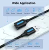 Vention USB-A 2.0/M -> USB-A 2.0/F (hosszabbító, PVC fekete), 5m, kábel