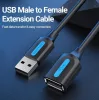Vention USB-A 2.0/M -> USB-A 2.0/F (hosszabbító, PVC fekete), 5m, kábel