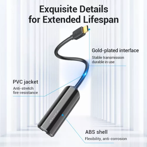 Vention USB-C/M -> RJ45 (gigabit) , adapter